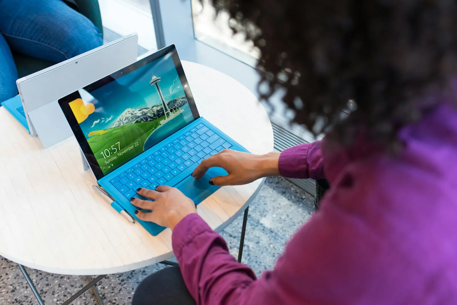 A person working at a laptop